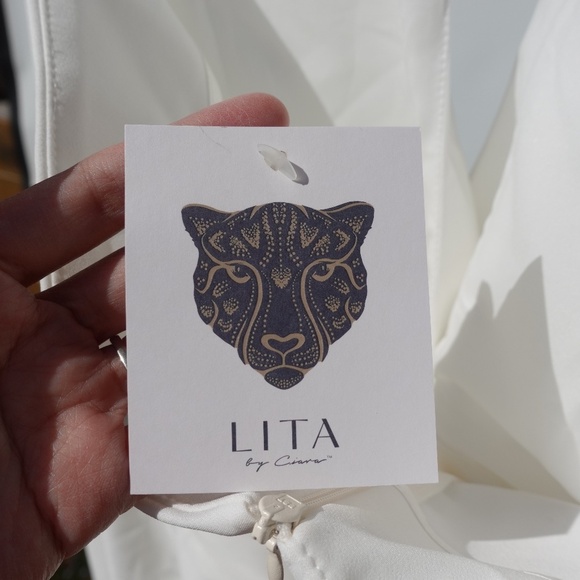 Revolve Lita by Ciara jumpsuit criss cross halter top White high end $498 XXL - Picture 6 of 10